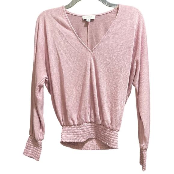 Evereve Size XS Light Pink/Purple Long Sleeve Cinched Waist Sweater Blouse - Picture 1 of 7
